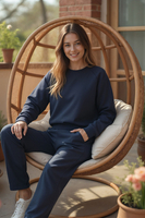 Vivisence Women's Sweatpants Wide Leg Lounge Relaxed Fit High Waist Knit Trousers With Elastic Waistband And Side Pockets Ideal For Casual Everyday Or Homewear Looks 9102, dark blue