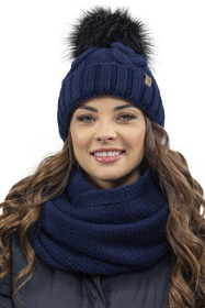 Vivisence Ensemble Hiver Chapeau Comin Gants Pour Confort Quotidien, bleu foncé