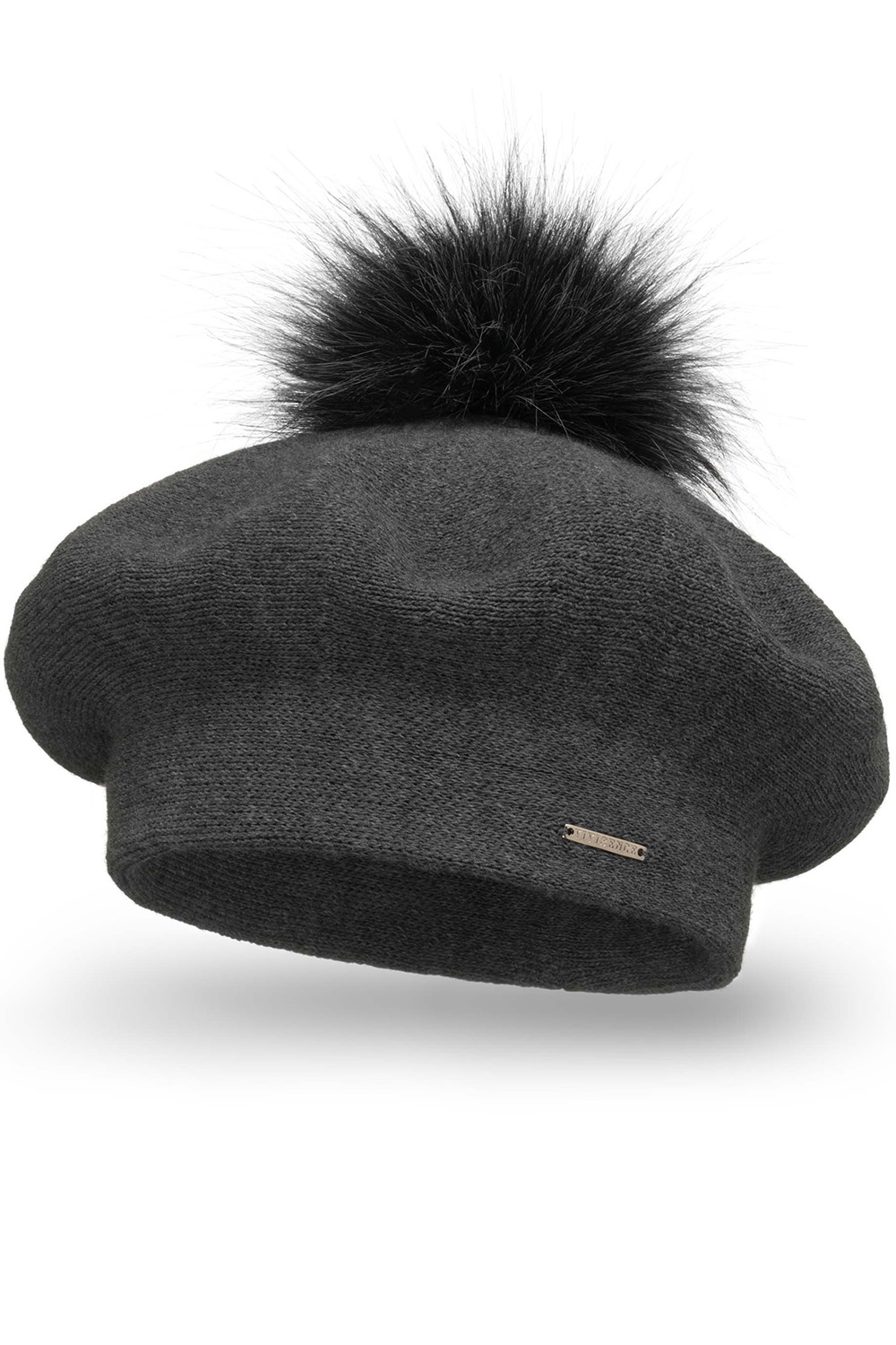 Vivisence Damen Baskenmütze Warm und Gemütlich Kälteschutz Komfort Bommel 7035, dunkelgrau