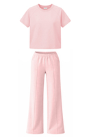 Vivisence Damen Hausanzug Zweiteiler Weiche Elastische Jersey Komfort Für Alltag, rosa