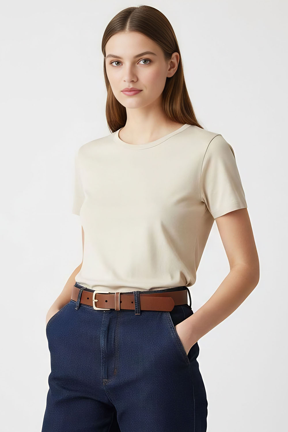 Vivisence Damen Ledergürtel Echtes Leder Goldene Schnalle Klassisch P0001, Braun