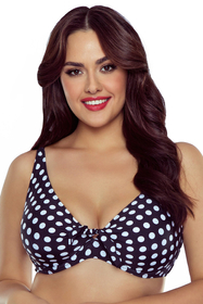 Vivisence Womens Swim Bra Underwire Non Padded Adjustable Straps Tie Front For Large Bust Support, dots