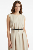 Vivisence Damen Ledergürtel Schmal Echtleder Goldschnalle Verstellbar P0003, Schwarz