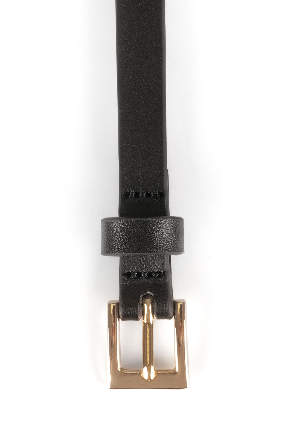 Vivisence Damen Ledergürtel Schmal Echtleder Goldschnalle Verstellbar P0003, Schwarz