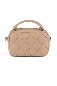 Vivisence Women's Shoulder Bag Woven Front Design Stylish and Functional, beige