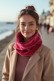 Vivisence Women Winter Snood Scarf Soft Knit Cozy Everyday Warmth For Cold Days, ruby