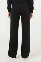 Vivisence Women’s Pull On Trousers, Soft Knit Smart Casual Trousers with Front Crease, Flared Leg and Side Pockets, black