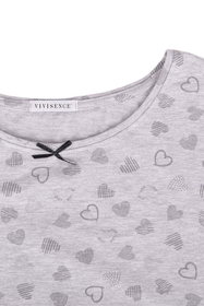 Vivisence Pyjama Deux pièces pour Femme Coton Manches Longues 2023, gris