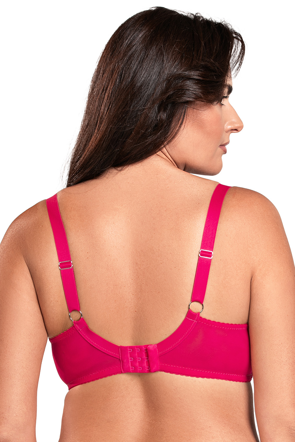 Vivisence Womens Lace Underwire Bra With Soft Cups Adjustable Straps Mesh Details Ideal For Everyday Wear, fuchsia