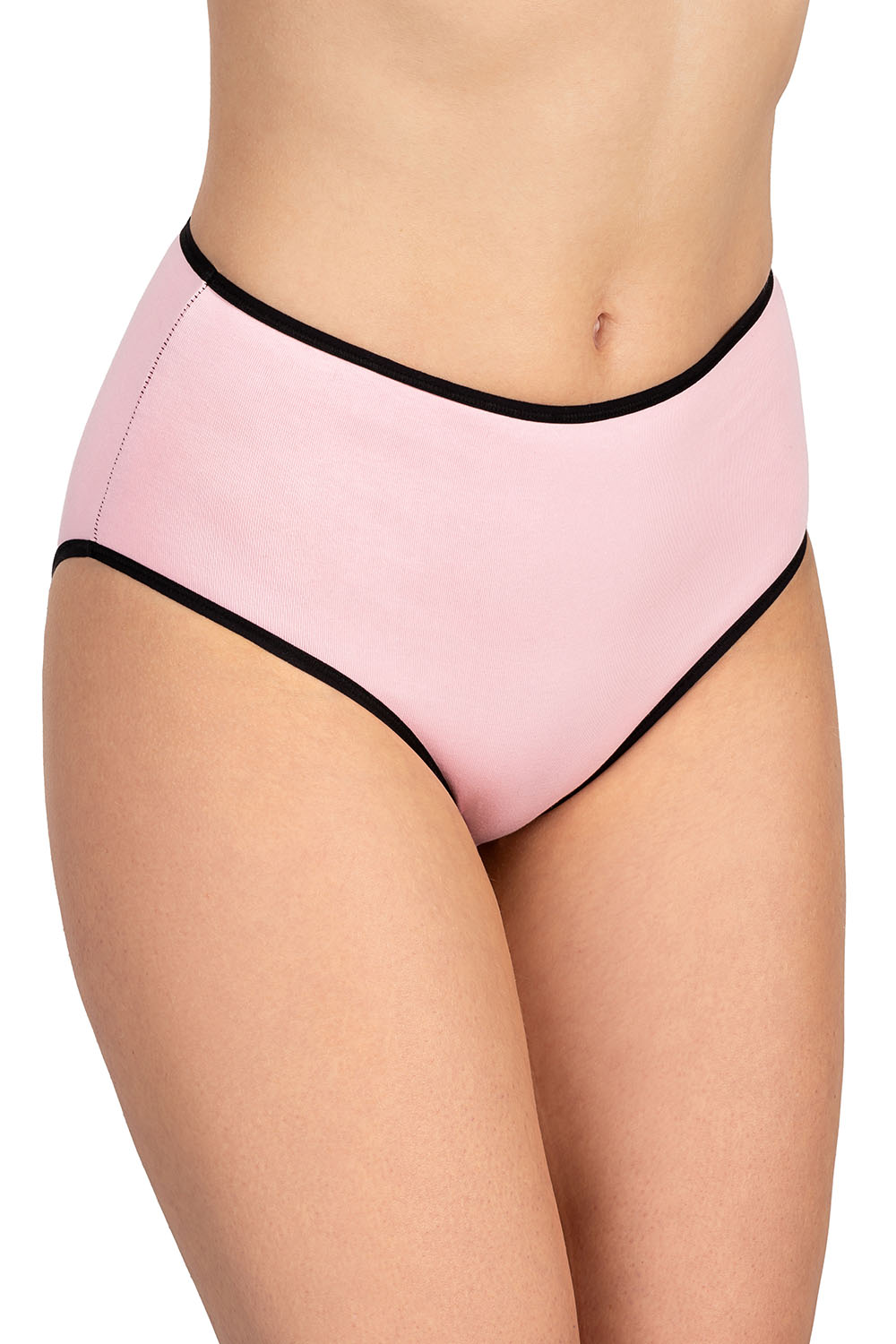 Vivisence Culotte Classique Slip pour Femme Lot de 5 Figi Silhouette Élégante 4016, bande noire: rose 5-pack