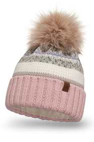 Vivisence Women's Pom Pom Hat Warm Yarn Antistatic Effect Winter Style 7099, Pink