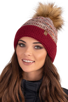 Vivisence Women's Pom Pom Hat Warm Yarn With Antistatic Effect 7024, maroon