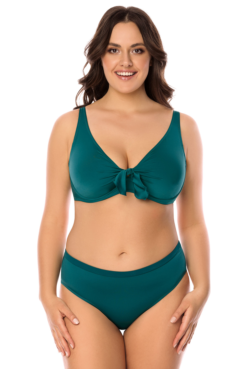 Vivisence Womens Underwire Swim Bra Non Padded With Tie Front Adjustable Straps For Full Bust Support, green