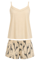Vivisence Women Pajama Set Viscose Straps and Pockets Breathable Comfort, beige