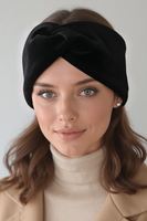 Vivisence Bandeau Femme Hiver Automne Chaud Couvre-chefs d'hiver Confortable Élégant Accessoire Cheveux Entrelacé Devant Tricot Extensible Idéal Journées Froides, noir