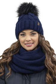 Vivisence Loop Schal Strick Zweimal Gefaltet Ideal Wärm Für Wintertage 7103, dunkelblau