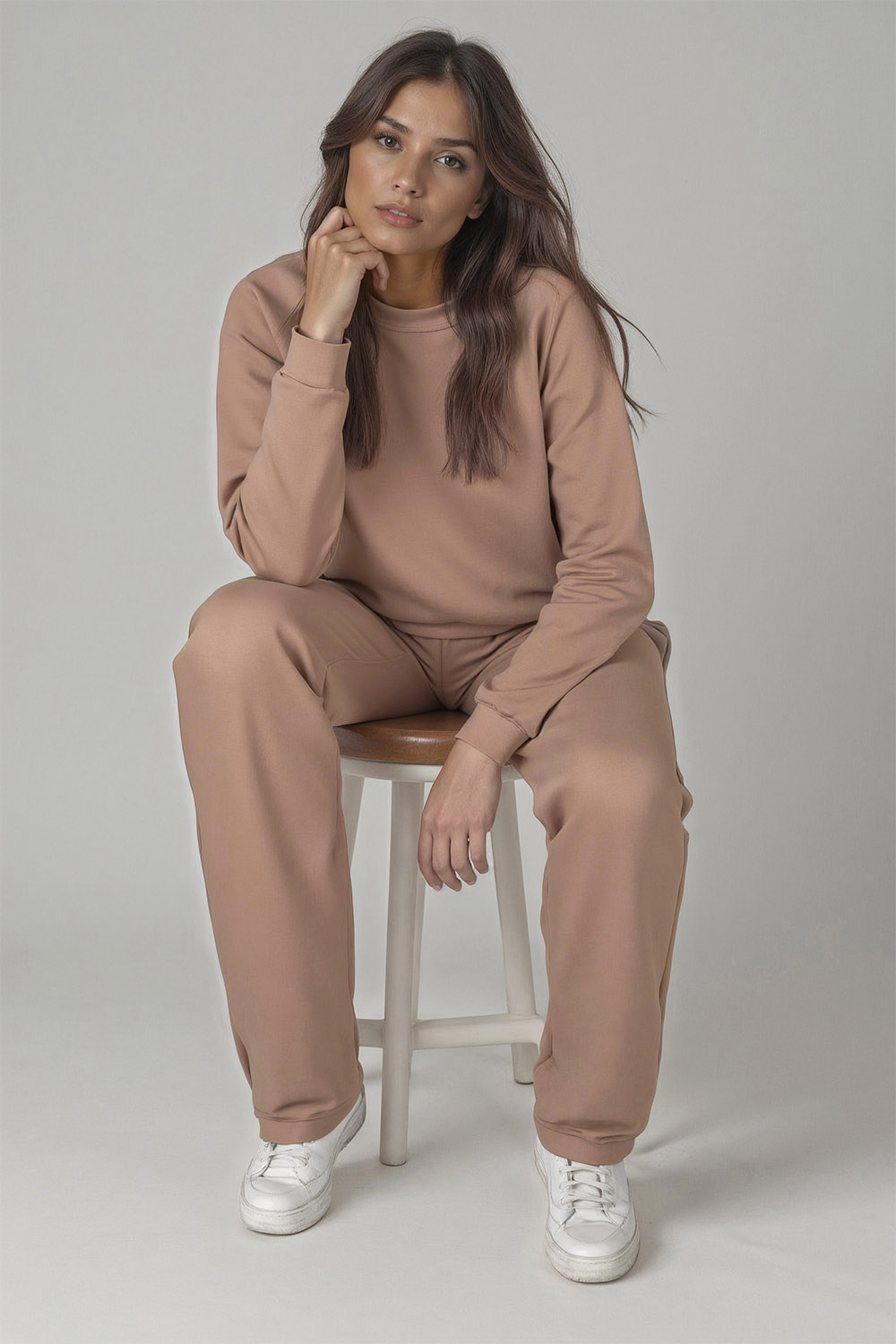 Vivisence Women's Sweatpants Wide Leg Lounge Relaxed Fit High Waist Knit Trousers With Elastic Waistband And Side Pockets Ideal For Casual Everyday Or Homewear Looks 9102, Beige