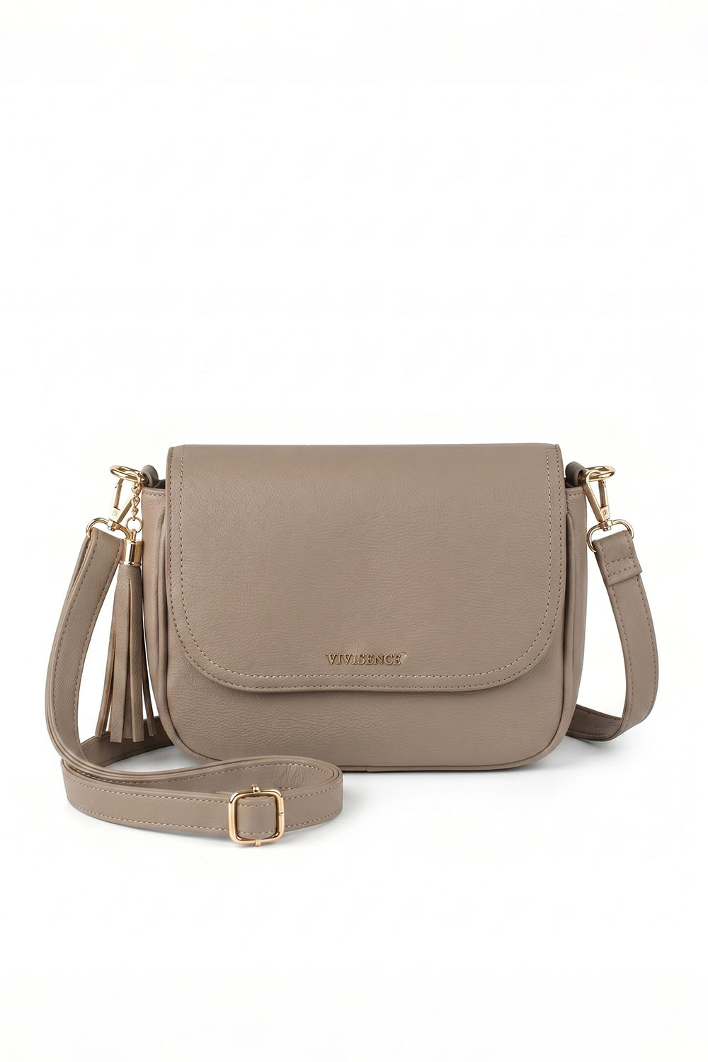 Vivisence Femme Sac Bandoulière Réglable Compact Fermoir Magnétique Pour Tous Les Jours, beige