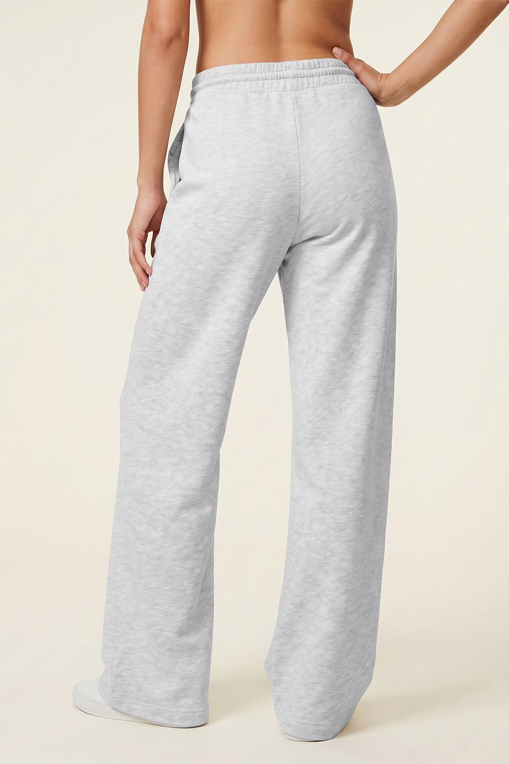 Vivisence Femme Pantalon Large Taille Haute Ajustable Confort Quotidien, mélange gris