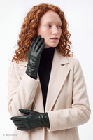 Vivisence gants femme cuir naturel motif serpent gants elegance hiver, noir