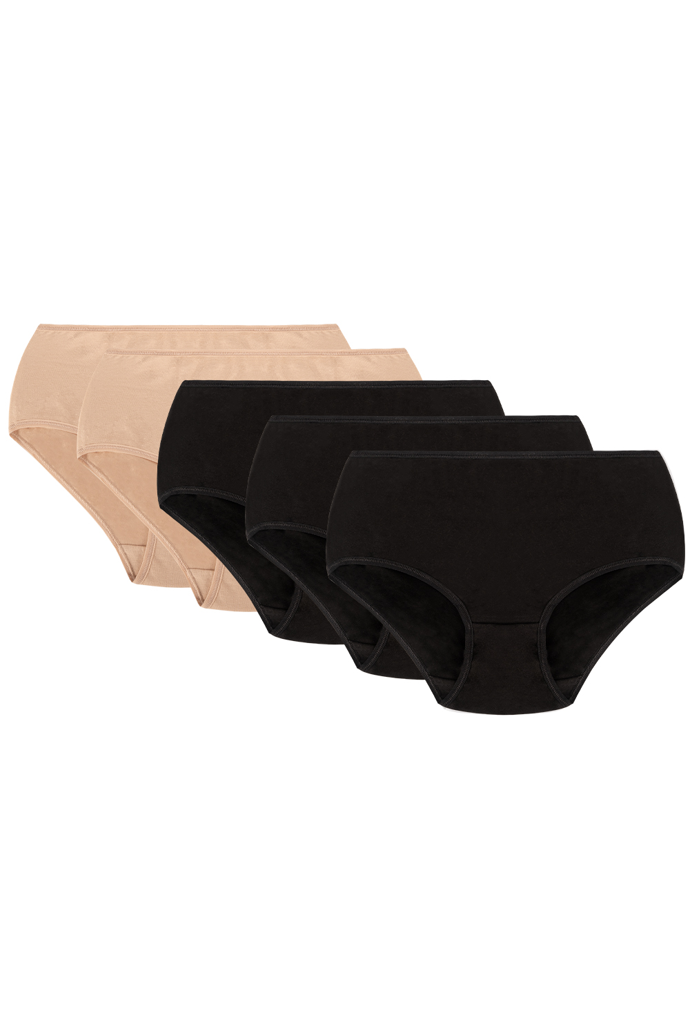 Vivisence 5-pack of classic women's briefs 4001, beige/beige/black/black/black