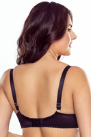 Vivisence Women's Demi Padded Bra Embroidered Mesh Microfibre Underwired Side Boning Adjustable Straps, black