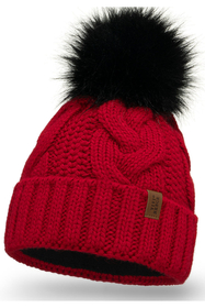 VIVISENCE Wintermütze mit Bommel Damen Warmes Ideal Für Kalte Wintertage 7014, rot