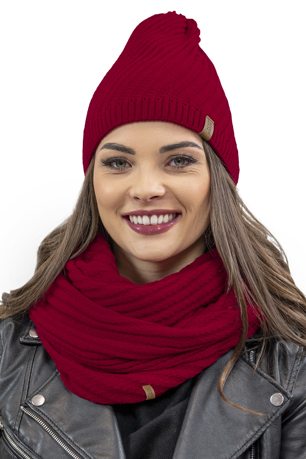 Vivisence Women's Winter Hat Extended Cut With Warm Yarn Autumn 7017, red