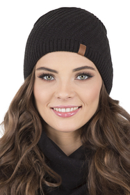Vivisence Women's Winter Hat Extended Cut With Warm Yarn Autumn 7017, black