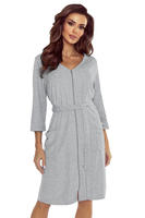 Vivisence Femme Robe de Chambre Coton Fermeture Éclair Confort à la Maison 5011, gris