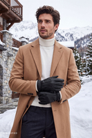Vivisence Herren Lederhandschuhe mit Wollfutter, schwarz