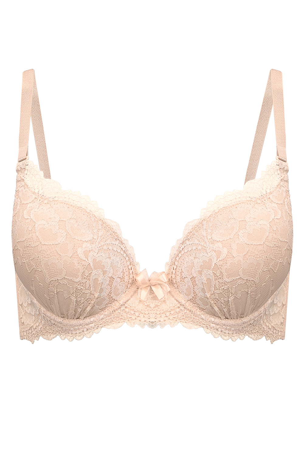 Vivisence Push-Up BH Damen Mit Bügel Gepolsterter Maximizer für Brüste 1041, Beige mit Spitze