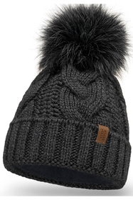 Vivisence Bonnet À Pompon Femme Chaud Et Doux Idéal Pour L’Hiver 7014, gris foncé