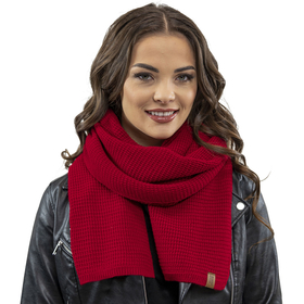 Vivisence Knitted Scarf For Women Wide Warm Soft Elegant Sporty Winter 7041S, red