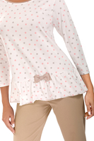 Vivisence Damen Pyjama Schlafanzug Kurzarm Nachtwäsche 2teilig Set Bequem 2033, ecru/beige