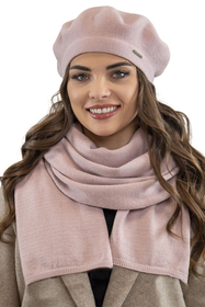 Vivisence Béret Et Écharpe Femme Pour L'automne et L'hiver En Laine Et Acrylique Ensemble Chic Pour L'Hiver Accessoire Mode Durable Pour Cadeau Parfait Confort Et Élégance 7005Kmpl, rose