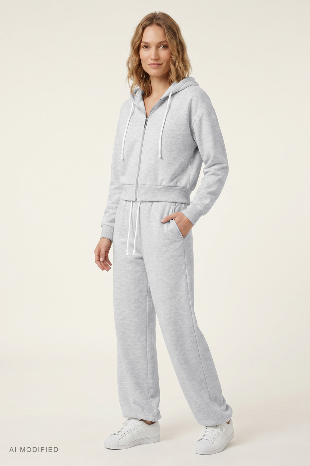 Vivisence Damen Jogginganzug Jacke Mit Reißverschluss für Komfort und Taschen, Grau