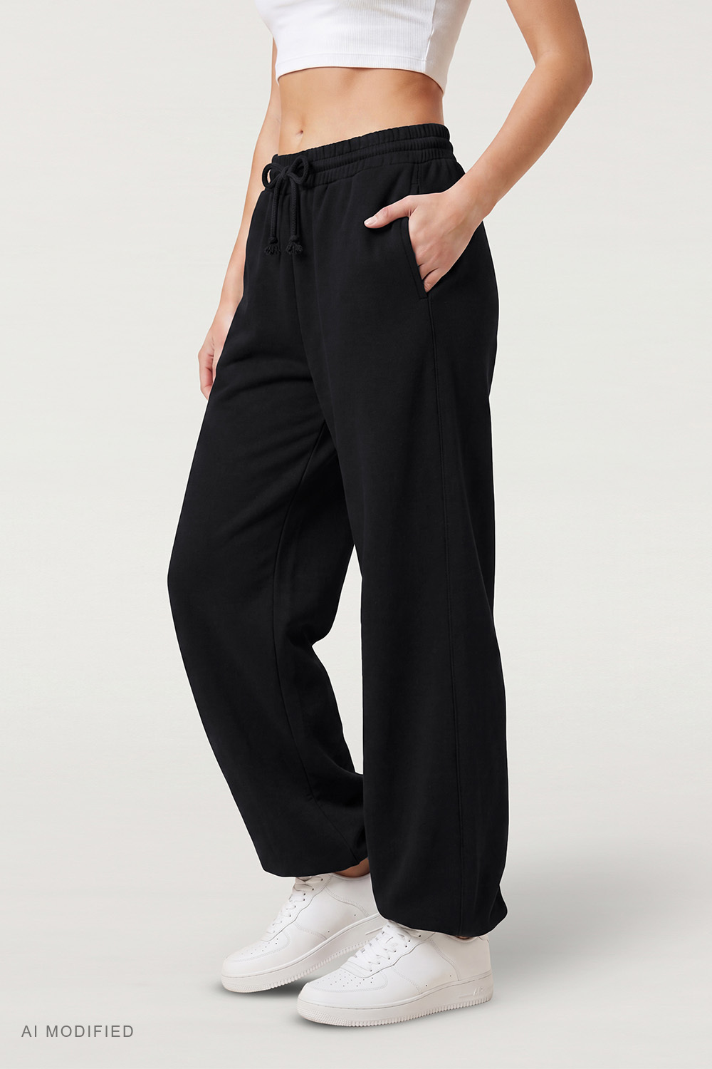 Vivisence Femme Pantalon Large Taille Haute Ajustable Confort Quotidien, noir