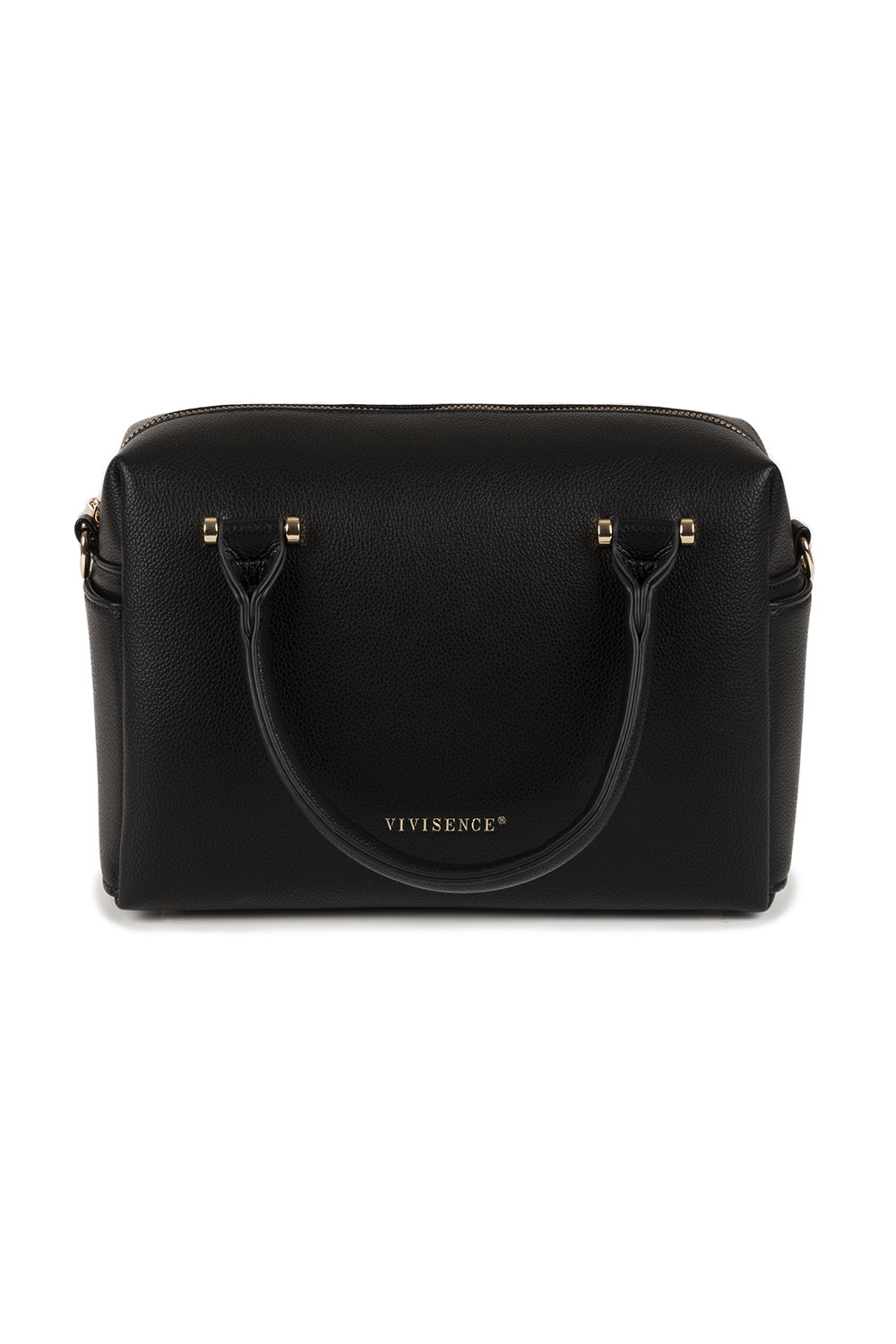 Vivisence Femme Sac À Main Zippé Avec Bandoulière Amovible Pour Le Quotidien, noir
