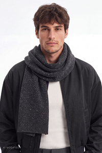 Vivisence Men's Scarf Merino Wool Blend Winter Knit Soft Accessory, graphite