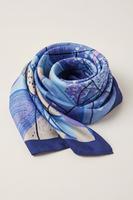 Vivisence Women Silk Scarf Hand Rolled Edges Lightweight Versatile Styling, blue/beige
