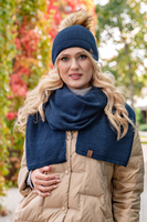 Vivisence Bonnet Et Écharpe Ensemble Pour Femmes Élégant Pour L'Automne Et L'Hiver Avec Pompon En Fausse Fourrure Design Classique Confort Optimal Pour Les Jours Froids Cadeau Parfait 7041Kmpl, bleu foncé