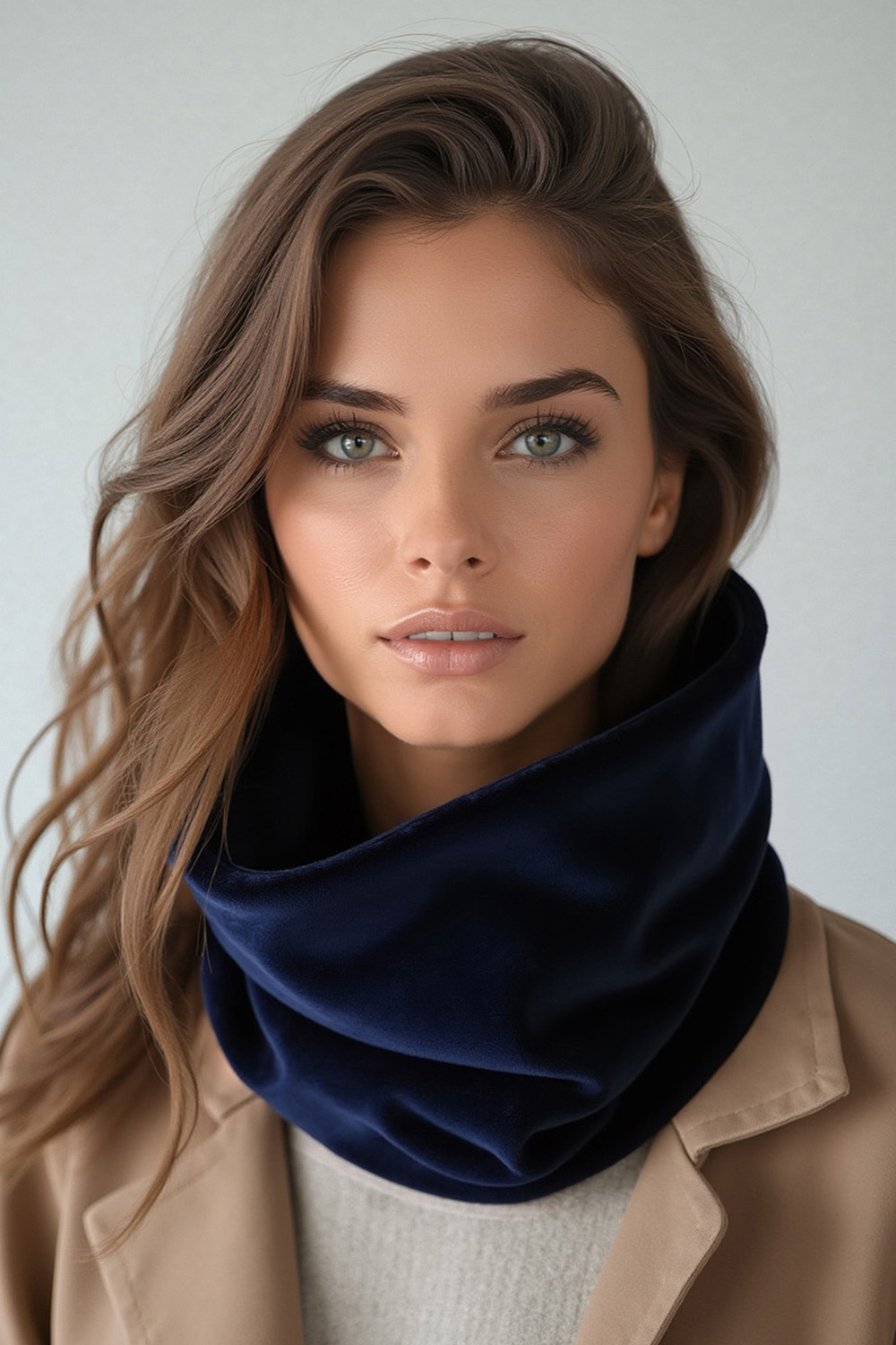 Vivisence Women Winter Snood Scarf Soft Knit Cozy Everyday Warmth For Cold Days, dark blue