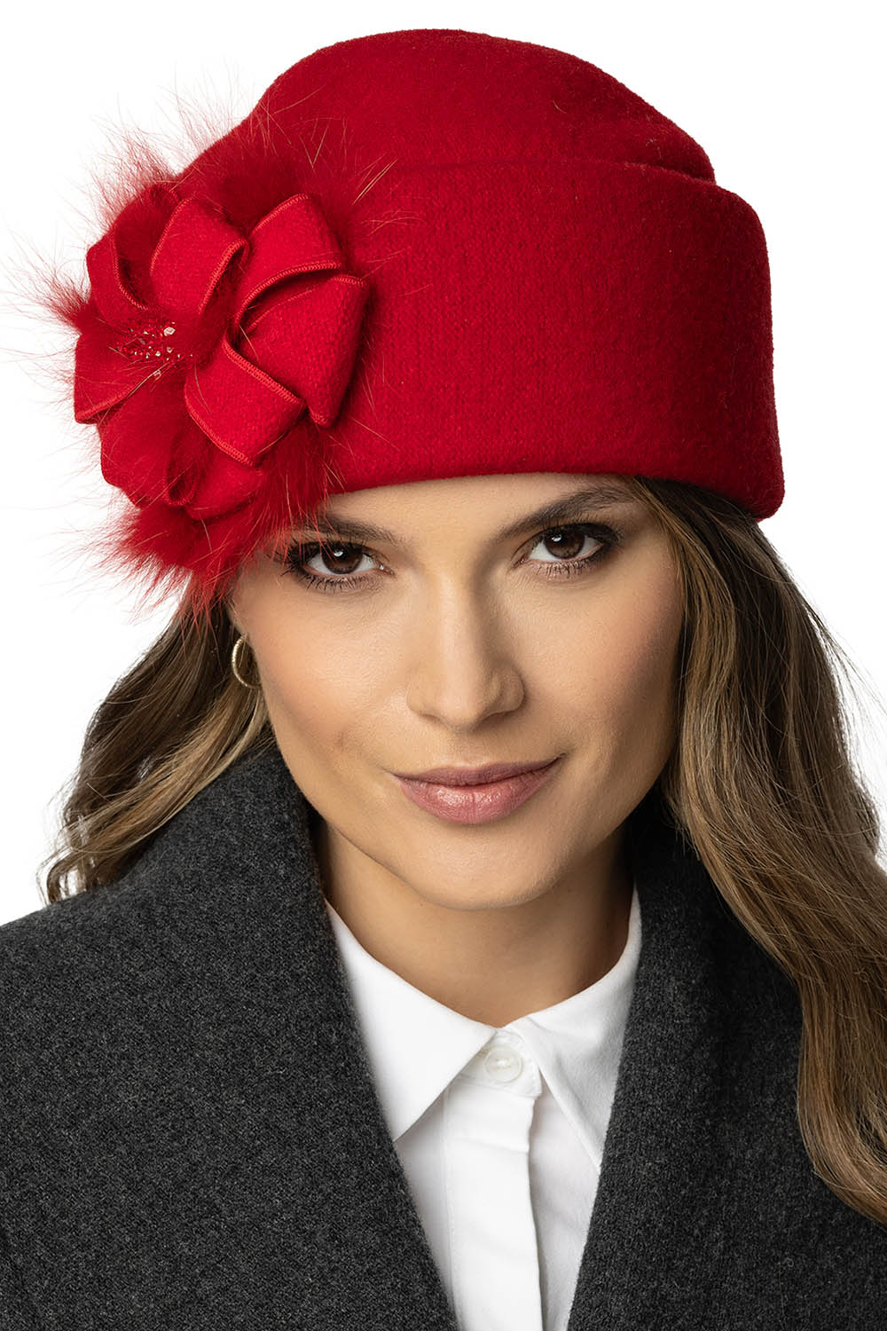 Vivisence Damen Mütze Winter Toque Schurwolle Handgefertigte Herbst Warme 7093, Rot