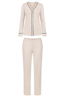 Vivisence Femme Pyjama Deux Pieces En Modal Doux Chemise À Boutons Confort Nuit, ecru