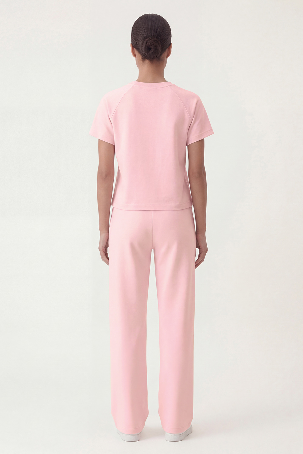 Vivisence Women’s 2 Piece Lounge Set, Short Sleeve T Shirt and Flared Trousers with Pockets, Soft Stretch Co Ord Set, pink