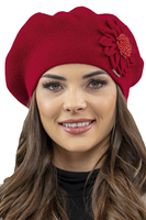 Vivisence Damen Baskenmütze Winter Herbst Warme Barette Zarter 7048, rot