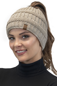 Vivisence Women's Hat With Braid Detail Fleece Lined Elastic Winter 7075, beige