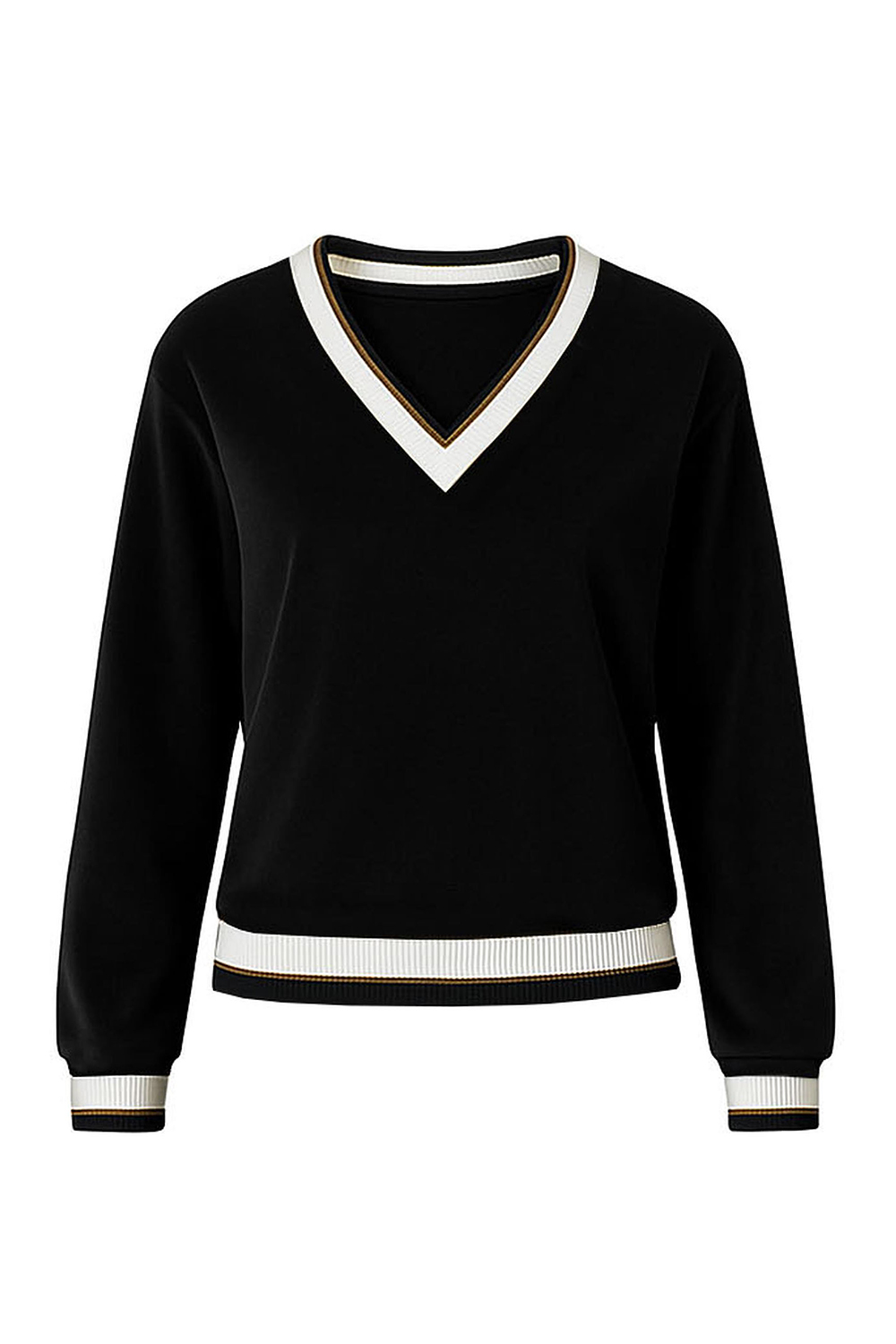 Vivisence Femme Sweat-Shirt Coton Encolure en V Perfeit Confort Quotidien 9001, noir