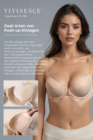 Vivisence Push Up BH Metallverschluss Perfekt Für Rückenfreie Kleider 1086, Beige